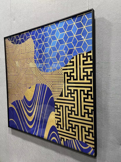 Burnished Gold Foil Abstract Wall Art Square Design | Art Smiley Decor UAE
