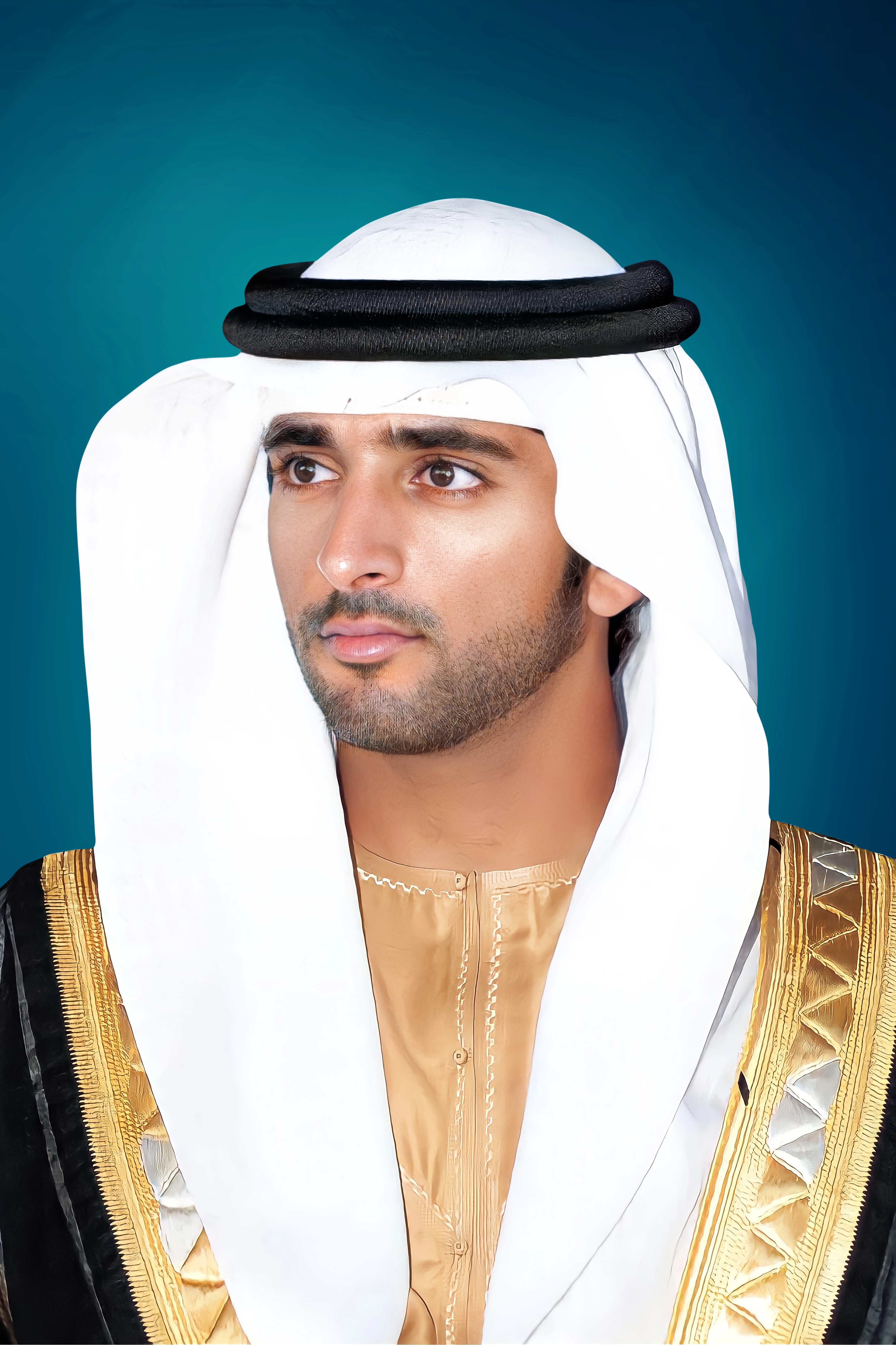 Hamdan Bin Mohammed Bin Rashid Al Maktoum Blue Grunge Portrait