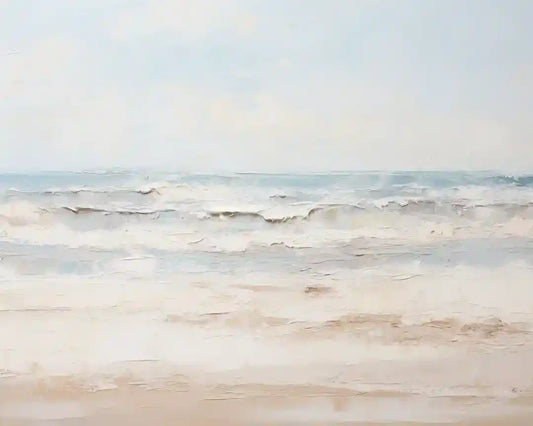 muted White English Beach Vintage Oil Paint Subtle Beige