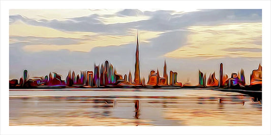 Dubai Skyline Gold Skyline wall art