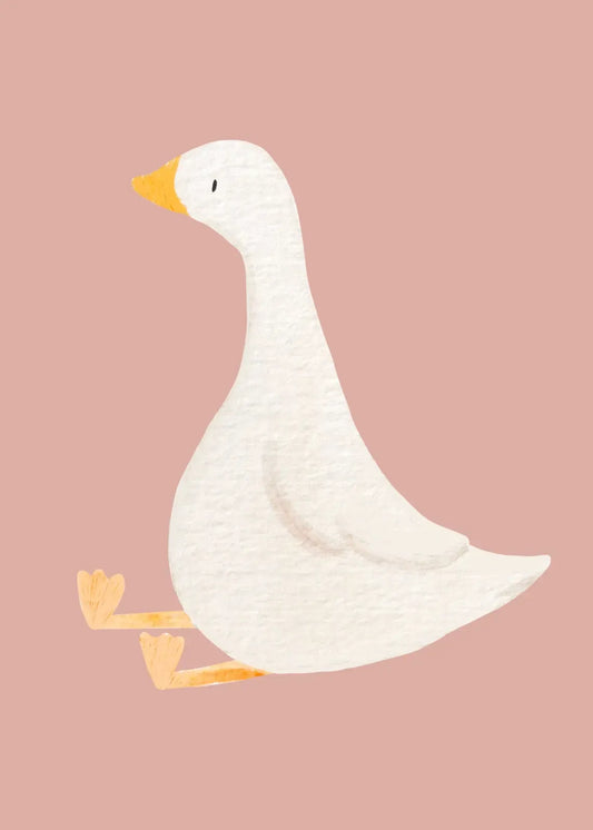 Duck Lounging Against A Pink Backdrop