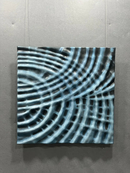 Sanded Wood Carving Hand Painted Wall Art Square Design | Art Smiley Decor UAE
