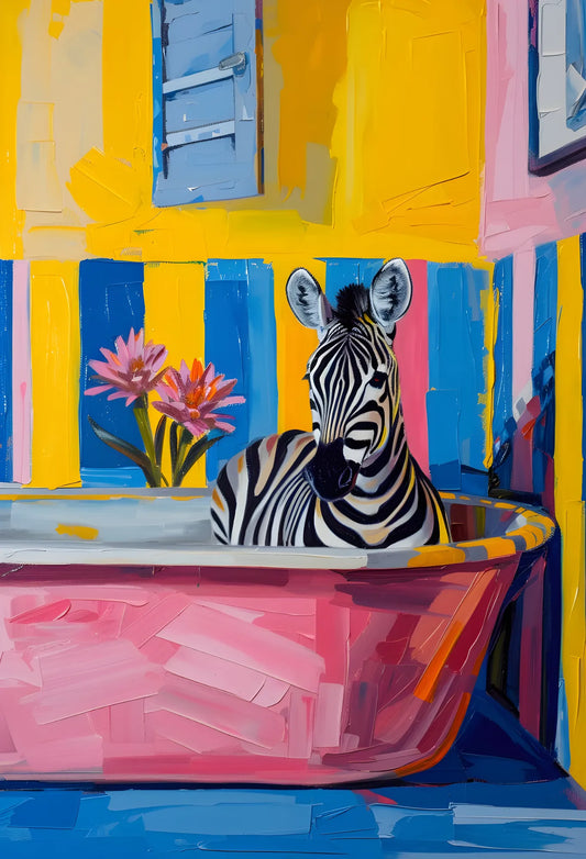 Zebra Relaxing In Jacuzzi