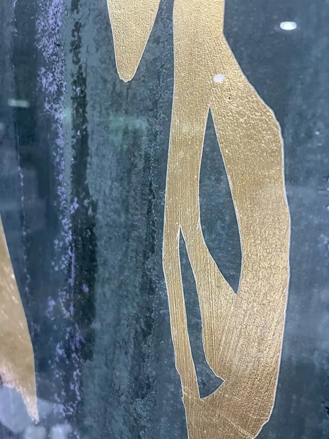 Hammered Gold Foil Abstract Wall Art Vertical Design | Art Smiley Decor UAE