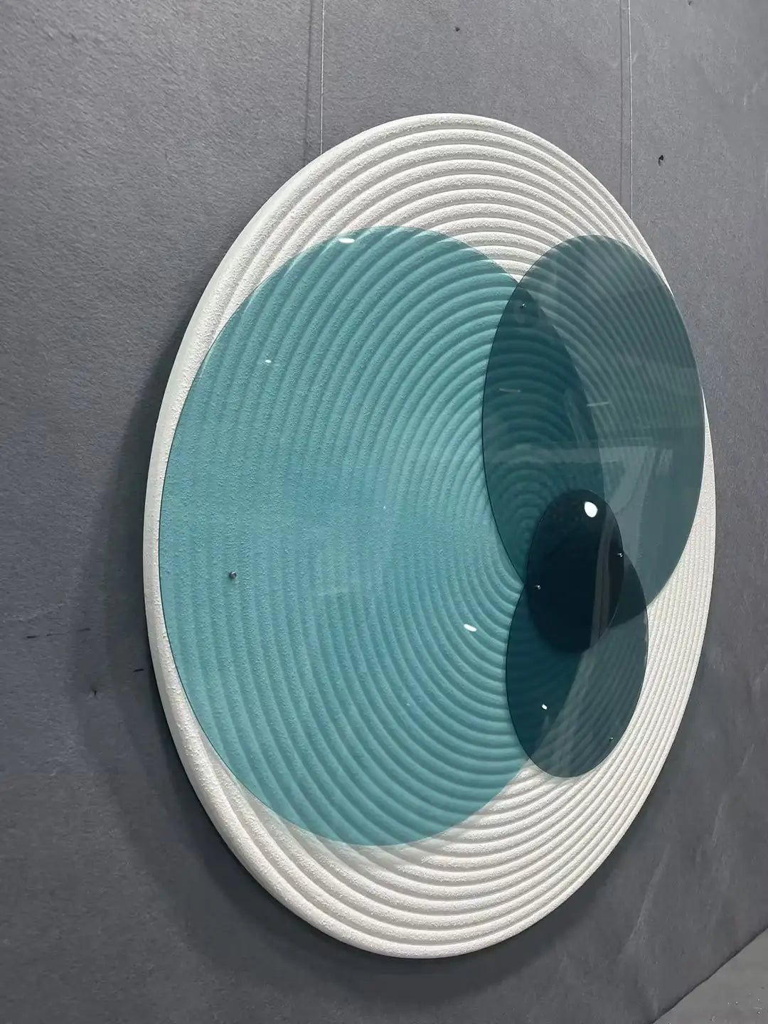 Bleached Wood Carving Hand Painted Wall Art Round Design | Art Smiley Decor UAE
