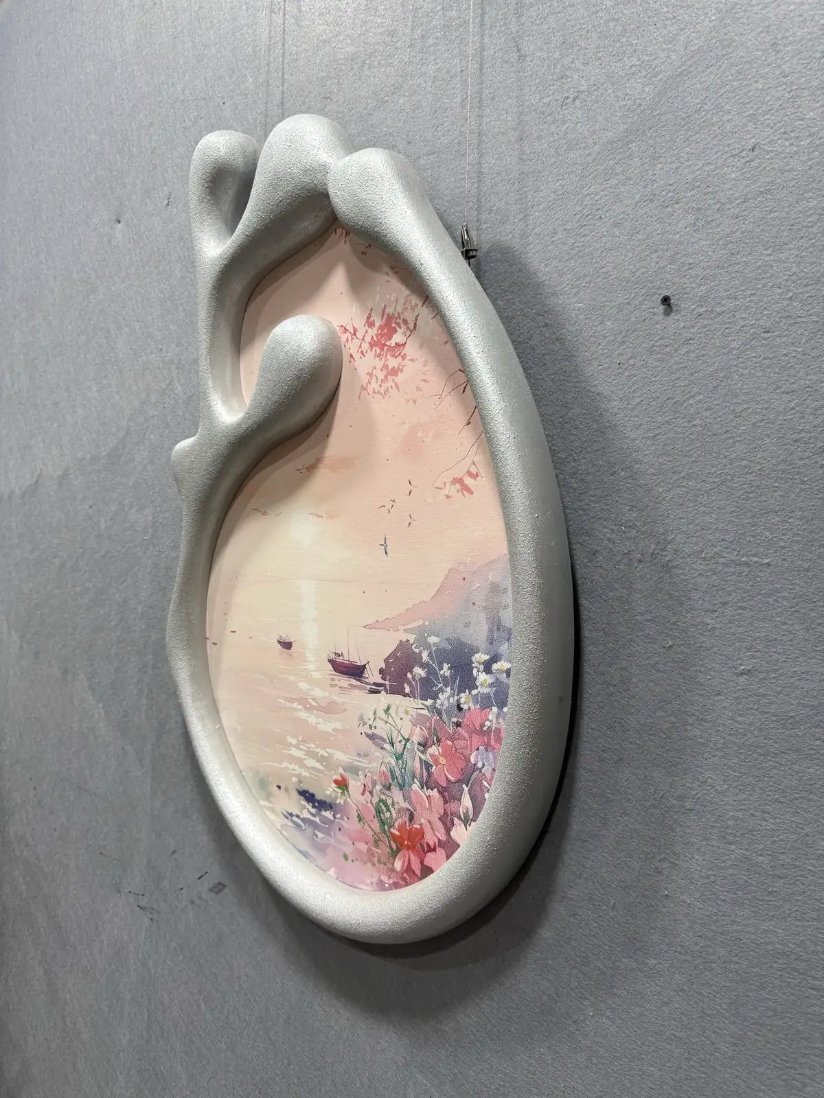 Sculpted Wood Carving Hand Painted Wall Art Vertical Design | Art Smiley Decor UAE