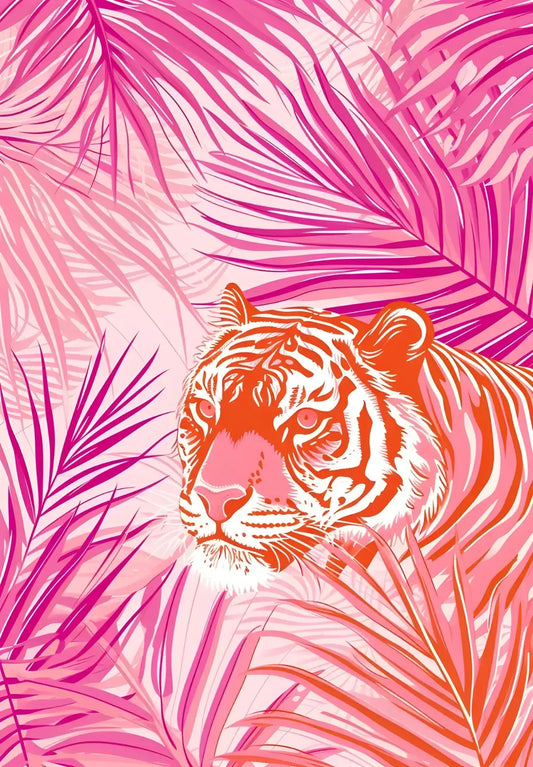 Orange Tiger Against A Pink Backdrop
