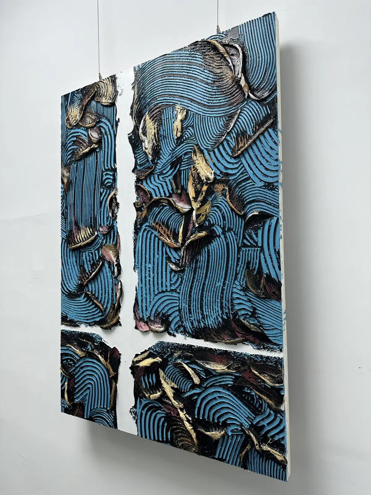 Washed Hand Painted Abstract Wall Art Vertical Design | Art Smiley Decor UAE
