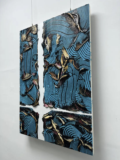 Washed Hand Painted Abstract Wall Art Vertical Design | Art Smiley Decor UAE