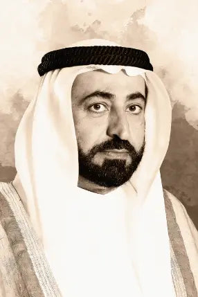 صورة الشيخ سلطان بن محمد القاسمي ذات الملمس البني