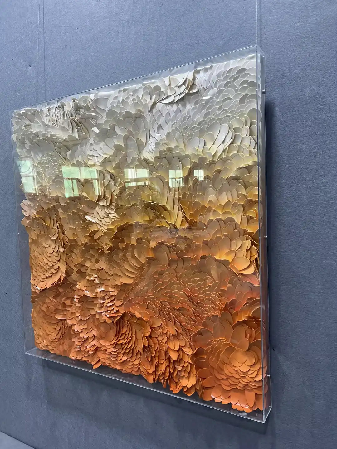 Cognac Leather Texture Abstract Wall Decor Square Design | Art Smiley Decor UAE