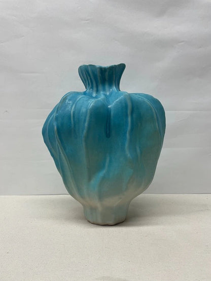 Turquoise Bloom Ceramic Vase