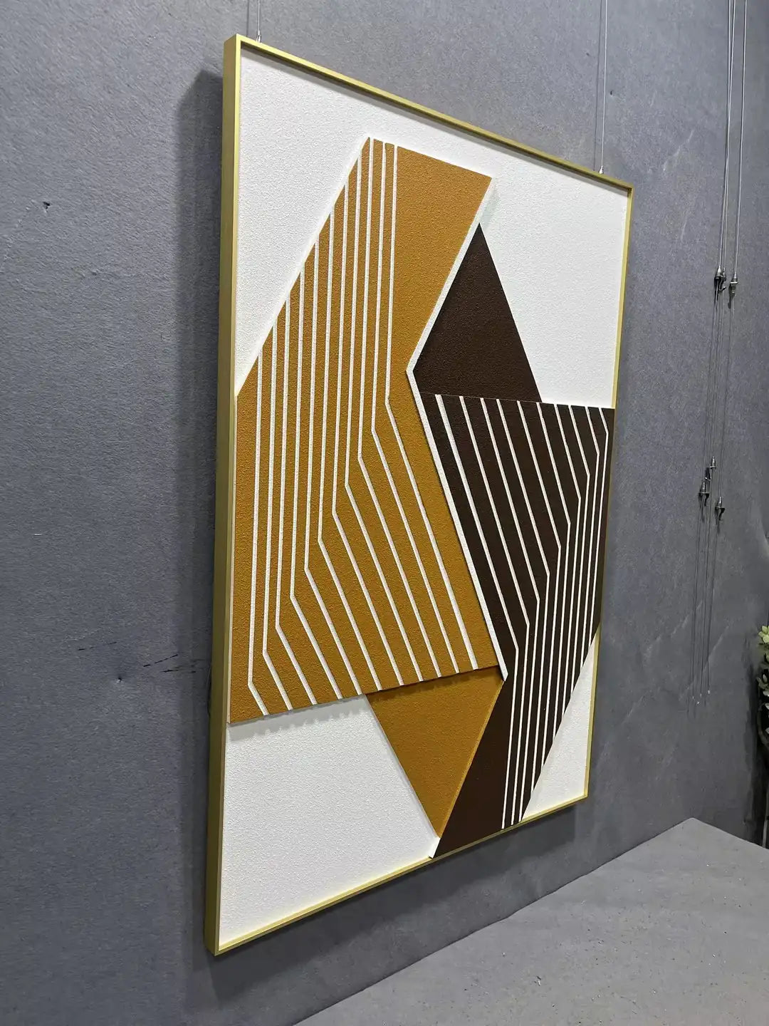 Carved Wood Carving Hand Painted Wall Art Vertical Design | Art Smiley -Decor UAE- yellow