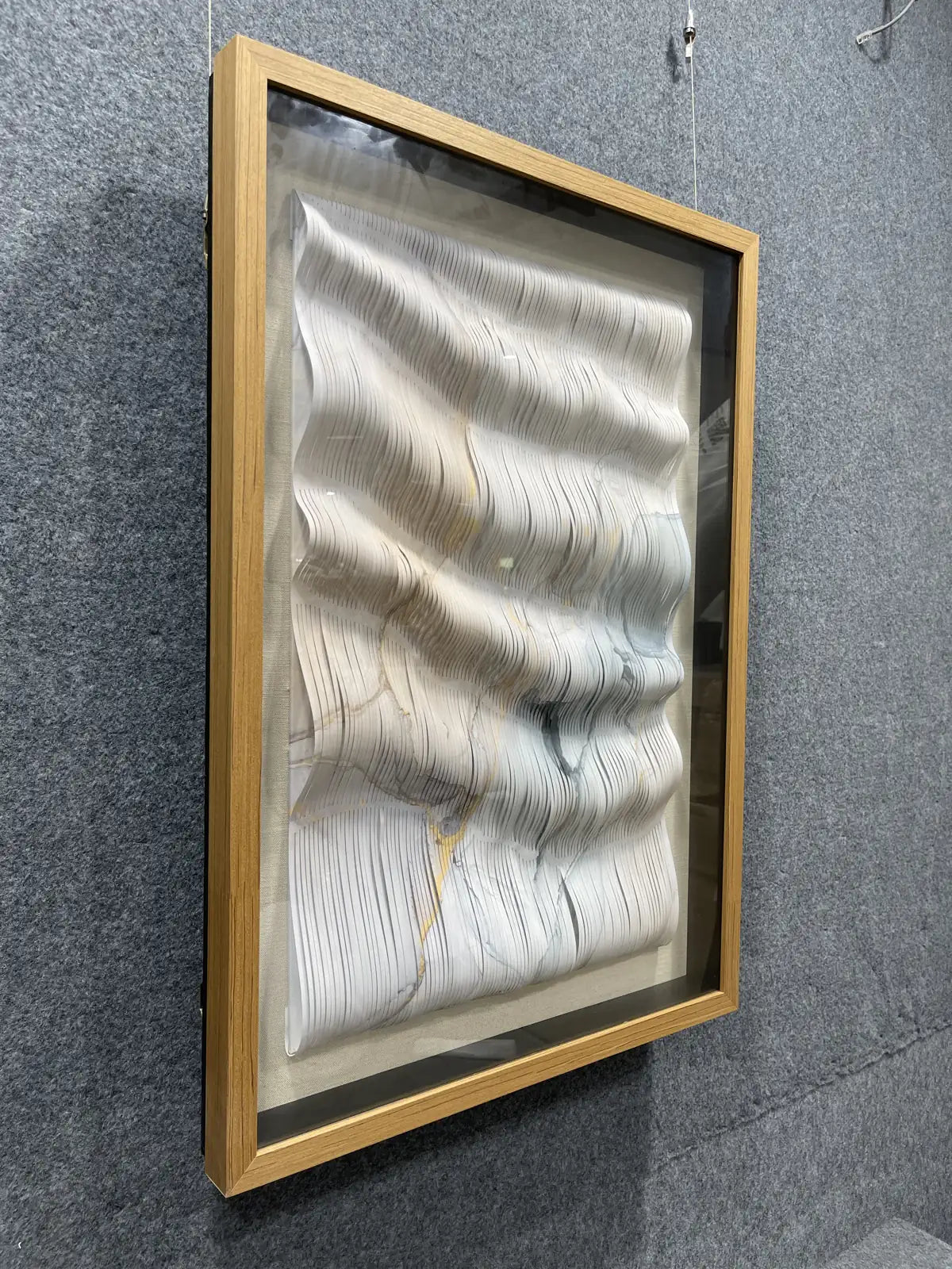 Pleated Paper Art Contemporary Wall Decor Vertical Design | Art Smiley Decor UAE
