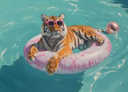 Tiger Reclining In A Tropical Pool