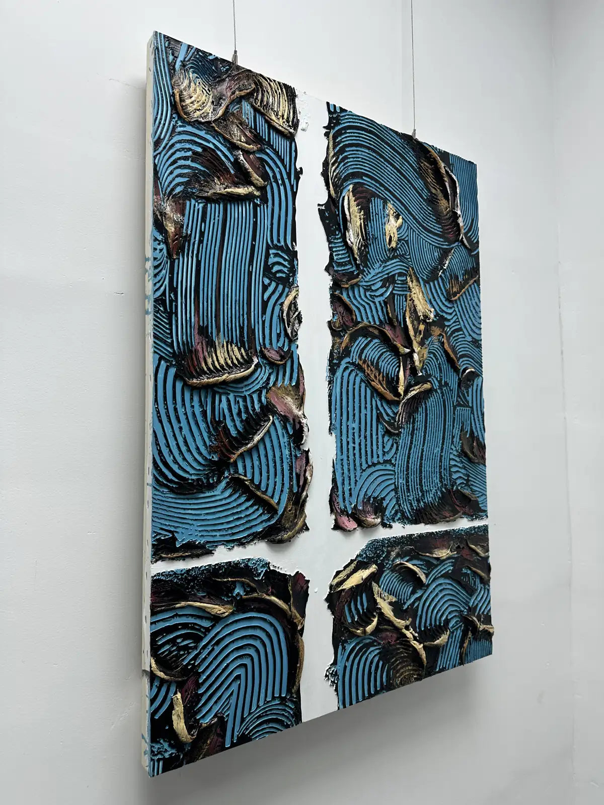 Washed Hand Painted Abstract Wall Art Vertical Design | Art Smiley Decor UAE