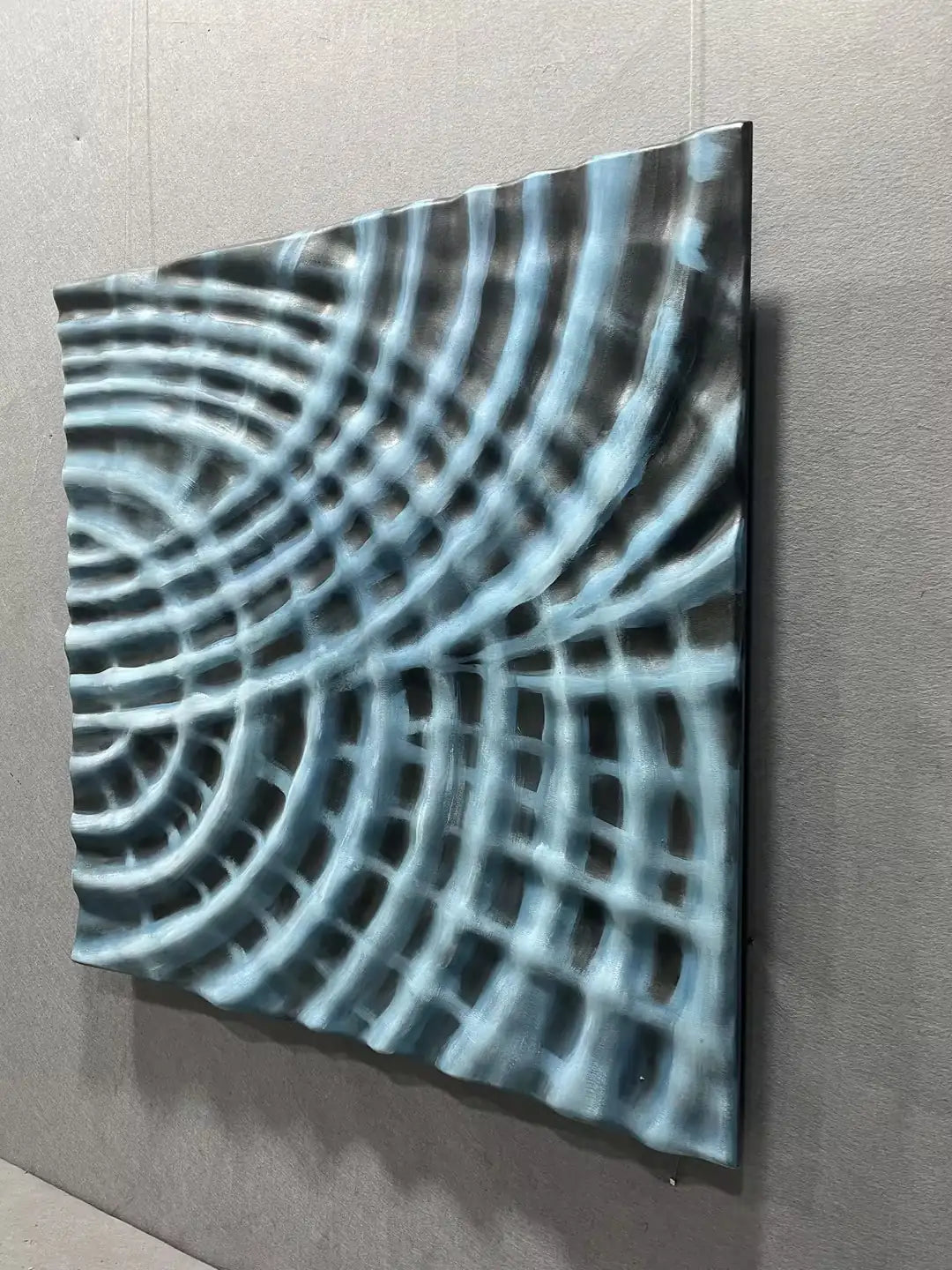 Sanded Wood Carving Hand Painted Wall Art Square Design | Art Smiley Decor UAE