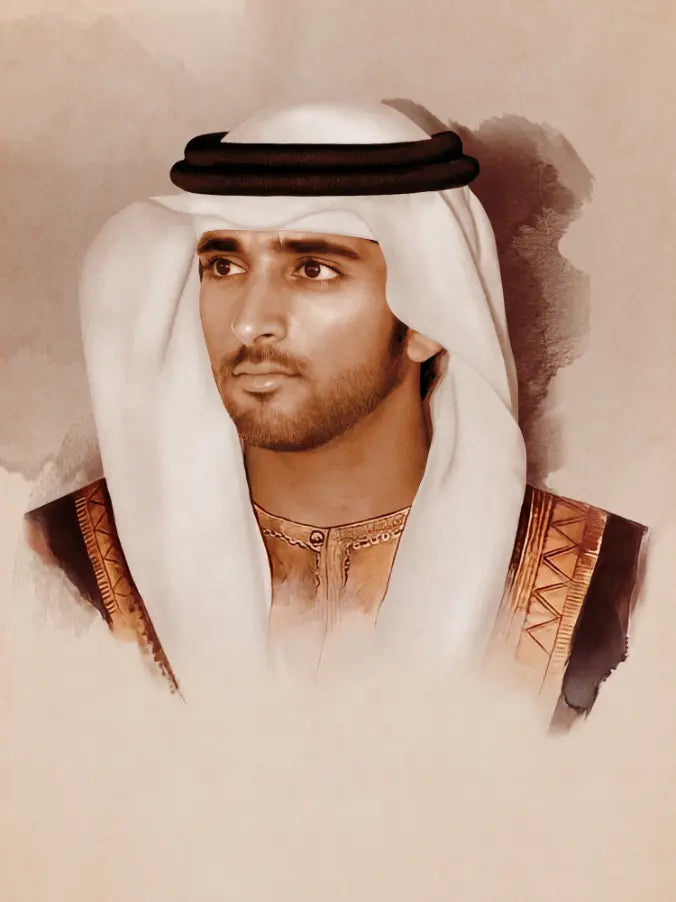 Sheikh Hamdan Bin Mohammed Bin Rashid Al Maktoum Grunge Portrait
