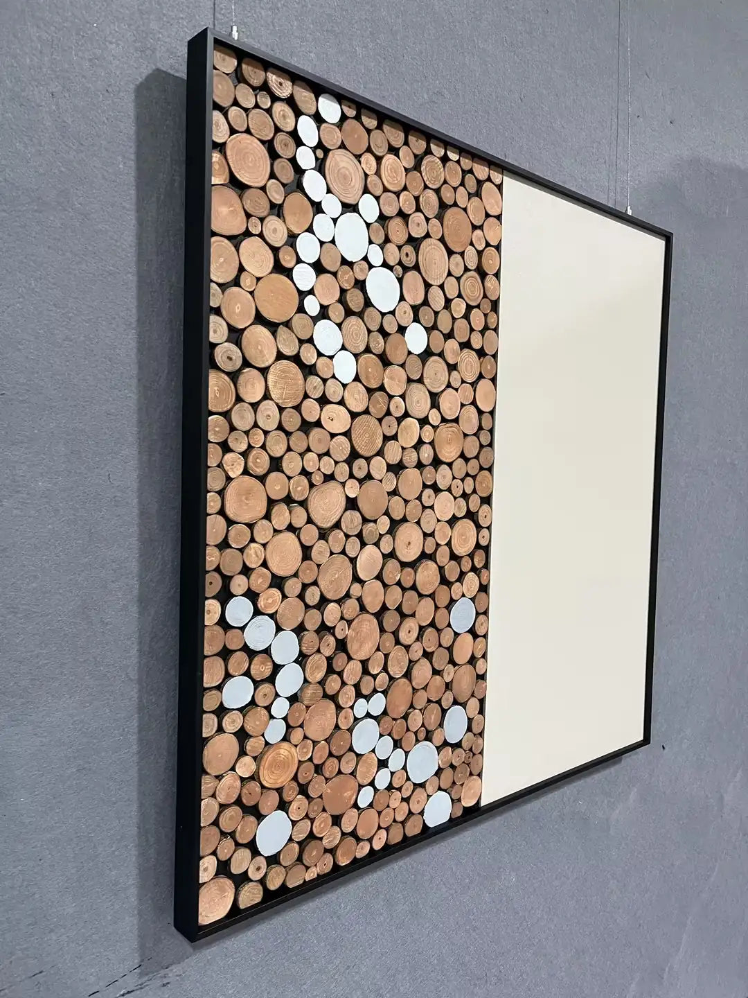 Raw Natural Wood Slice Wall Art Vertical Design | Art Smiley Decor UAE