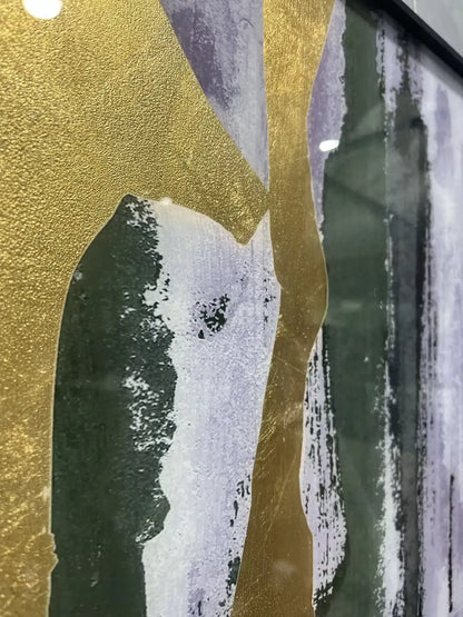 Hammered Gold Foil Abstract Wall Art Vertical Design | Art Smiley Decor UAE