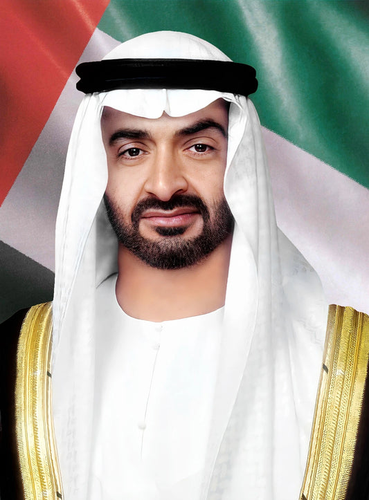 Sheikh Maktoum bin Rashid al Maktoum Royal Flag Royal Portrait - premium UAE royal portrait wall art