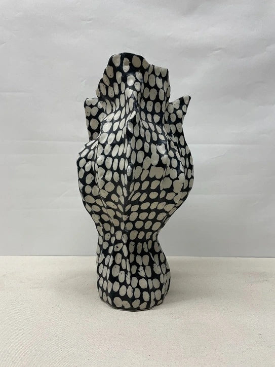 Checkered Textile Ceramic Vase