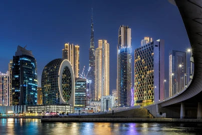 View Dubai Burj Khalifa Skyline Tallest Building World Twilight Downtown