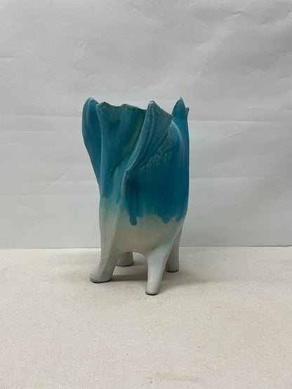 Teal Flower Ceramic Vase
