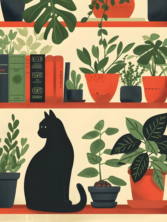 Mysterious Black Cat In Bloom