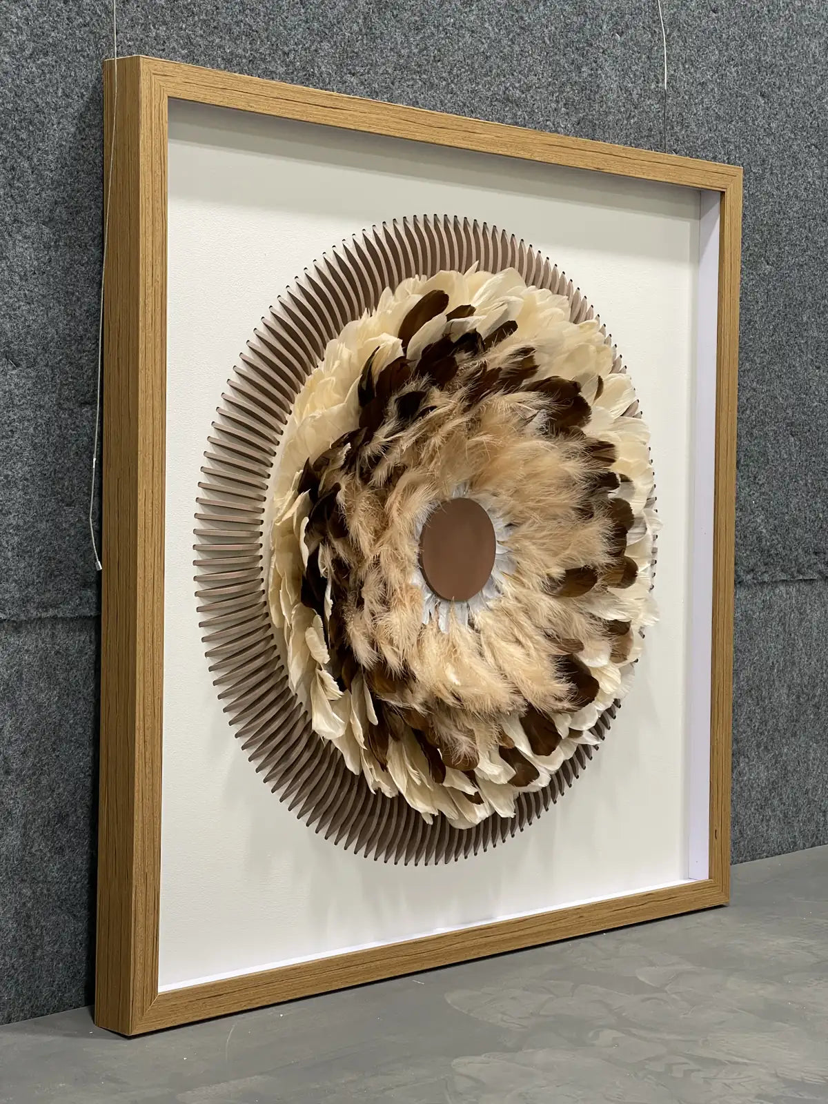 Plume Feather Texture Contemporary Wall Art Square Design | Art Smiley Decor UAE