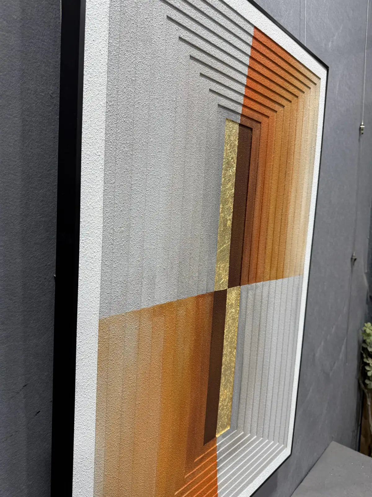 Metallic Gold Foil Abstract Wall Art Vertical Design | Art Smiley Decor UAE