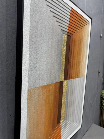 Metallic Gold Foil Abstract Wall Art Vertical Design | Art Smiley Decor UAE