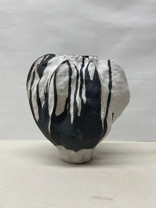 Striped Belly Ceramic Vase