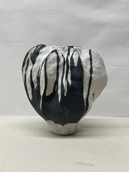 Striped Belly Ceramic Vase