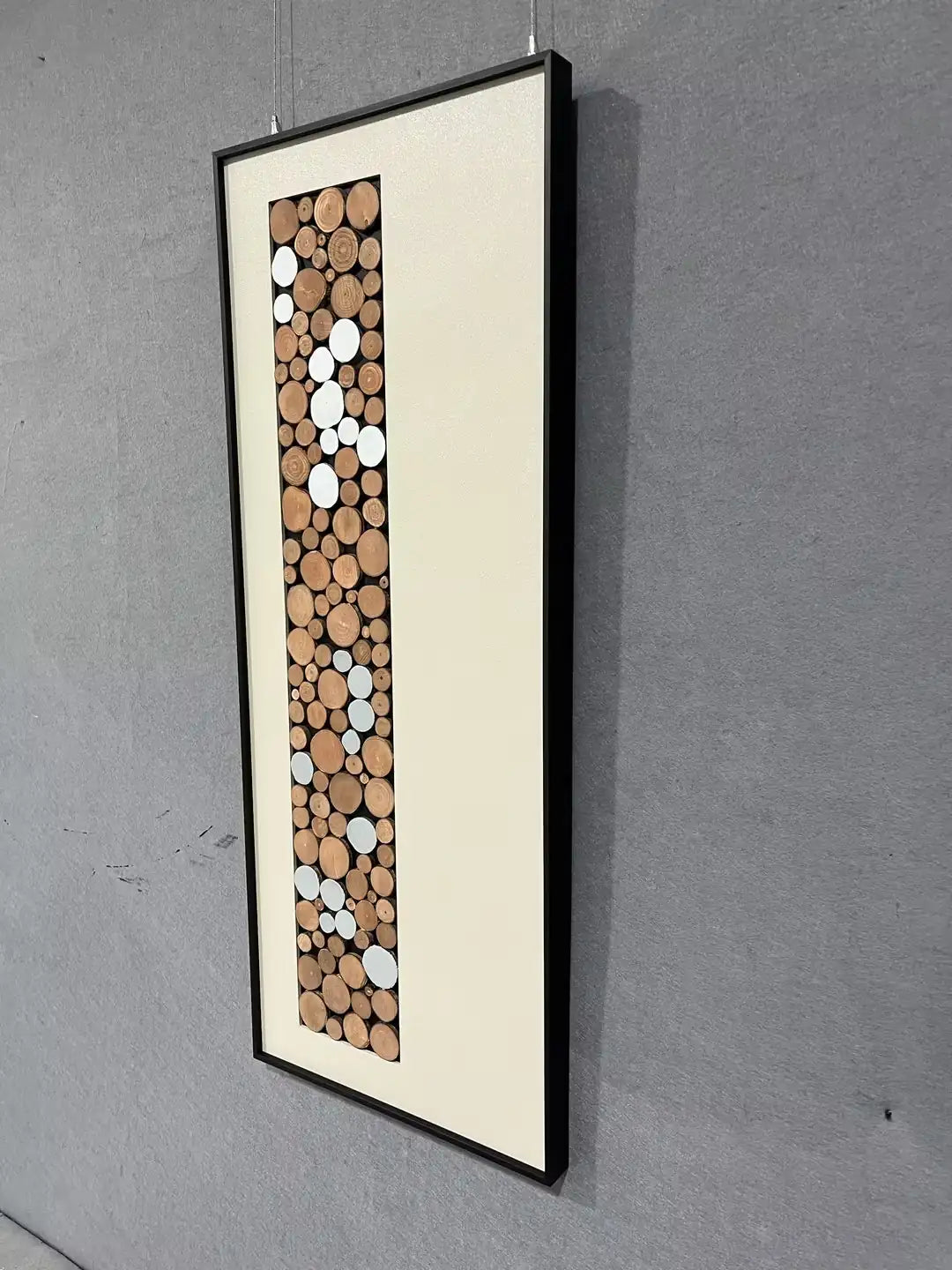 Raw Natural Wood Slice Wall Art Vertical Design | Art Smiley Decor UAE
