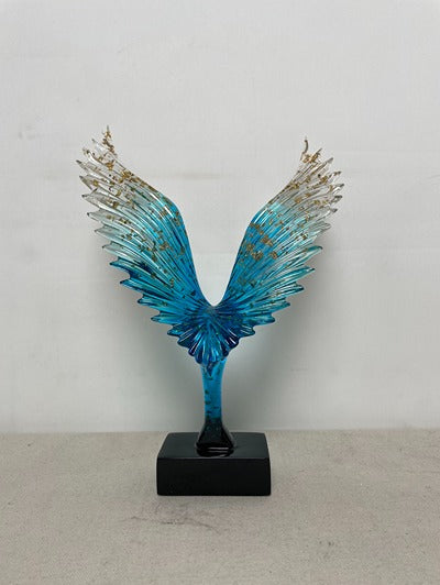 Angel Wings Blue Resin Sculpture artistic sculpture by Artsmiley