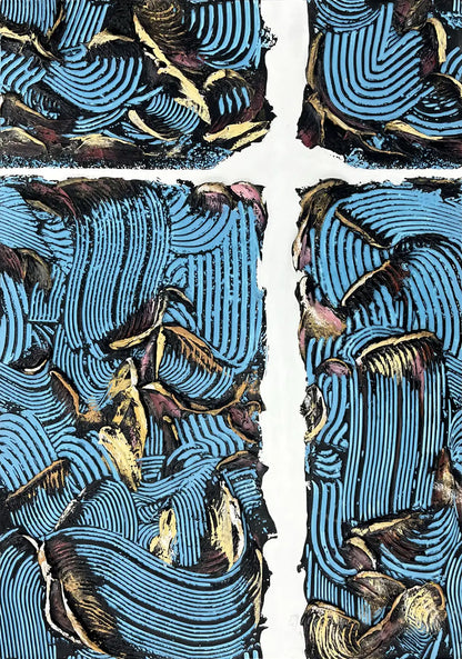 Washed Hand Painted Abstract Wall Art Vertical Design | Art Smiley Decor UAE