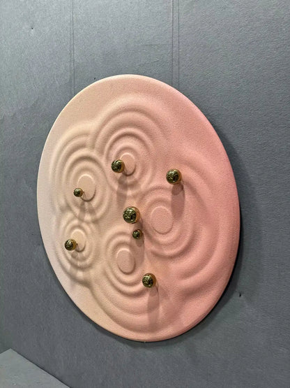 Grain Wood Carving Hand Painted Wall Art Round Design | Art Smiley Decor UAE