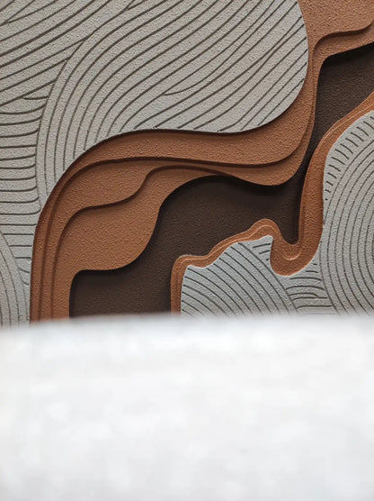 Wabi Wood Carving Hand Painted Wall Art Vertical Design | Art Smiley Decor UAE