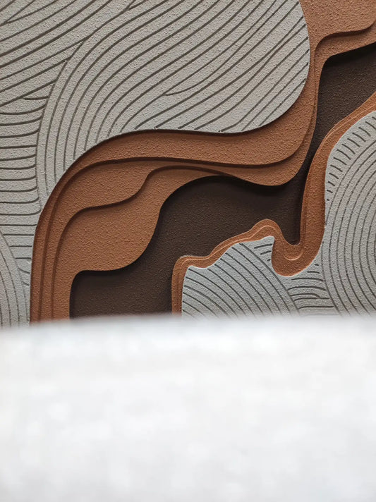Wabi Wood Carving Hand Painted Wall Art Vertical Design | Art Smiley Decor UAE