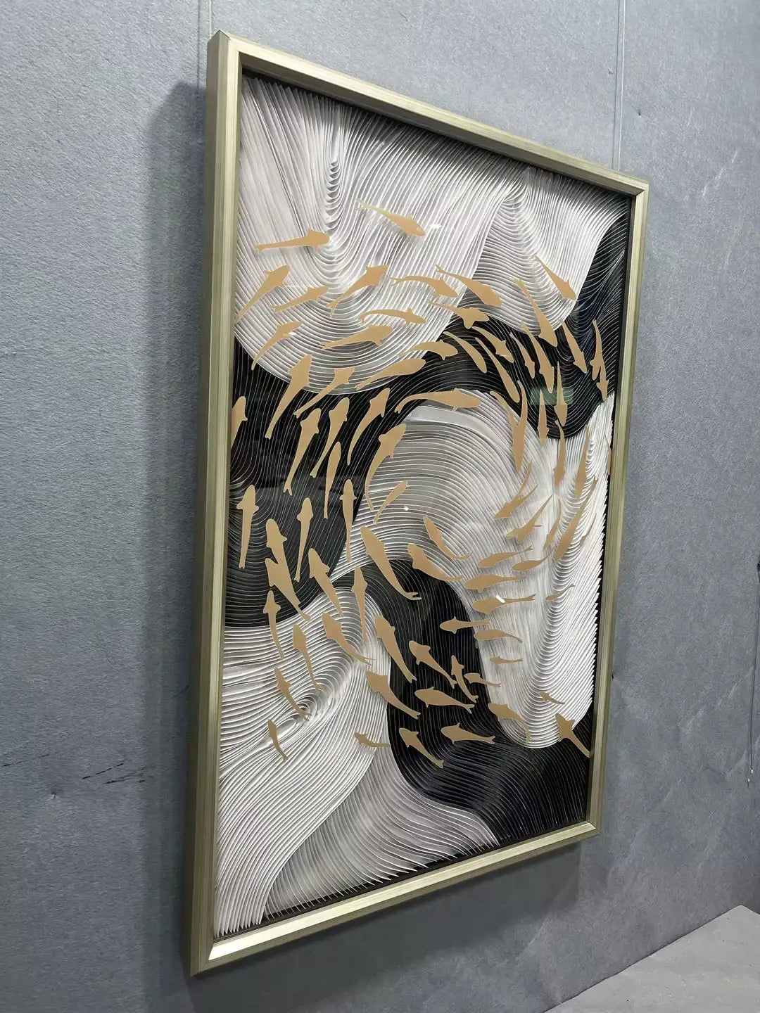 Folded Paper Art Contemporary Wall Decor Vertical Design | Art Smiley Decor UAE