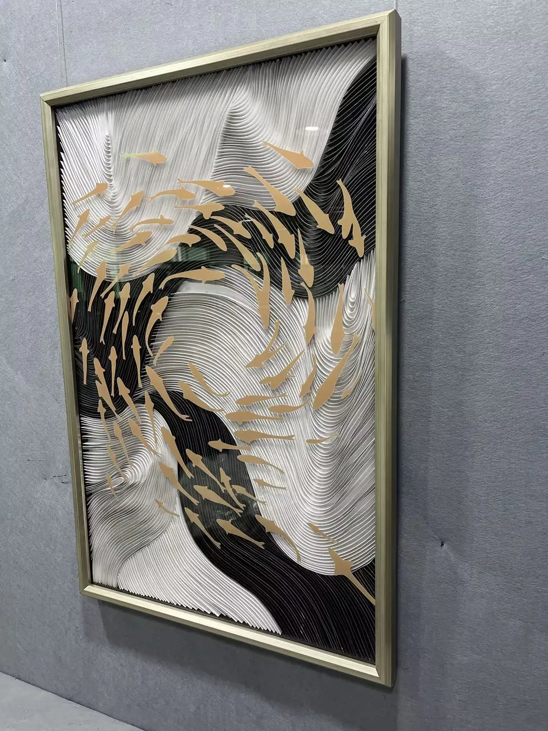 Folded Paper Art Contemporary Wall Decor Vertical Design | Art Smiley Decor UAE
