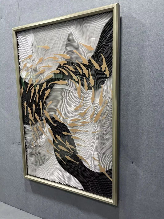 Folded Paper Art Contemporary Wall Decor Vertical Design | Art Smiley Decor UAE