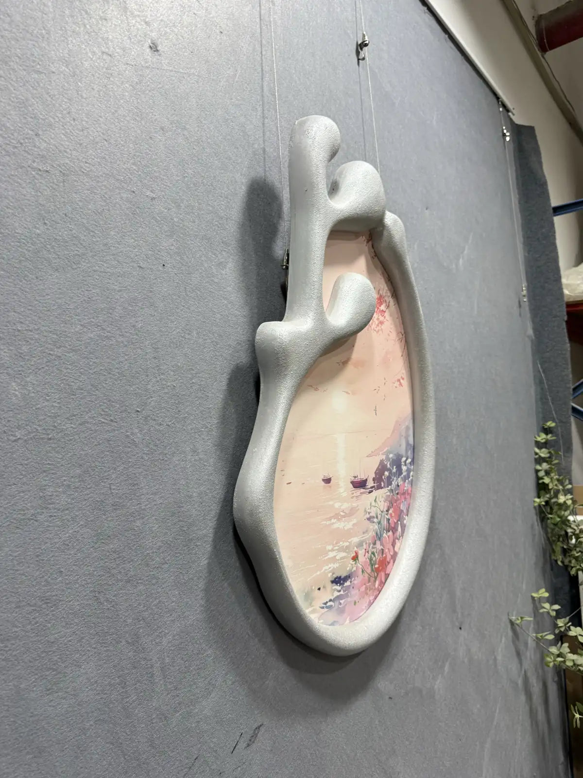 Sculpted Wood Carving Hand Painted Wall Art Vertical Design | Art Smiley Decor UAE