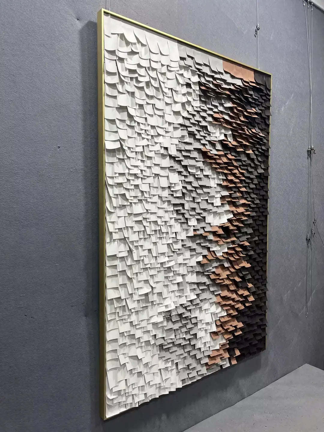 Embossed Leather Texture Abstract Wall Decor Vertical Design | Art Smiley Decor UAE