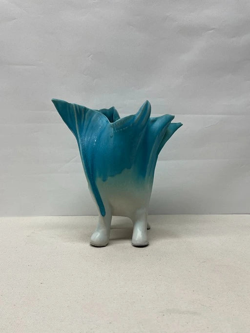 Teal Flower Ceramic Vase