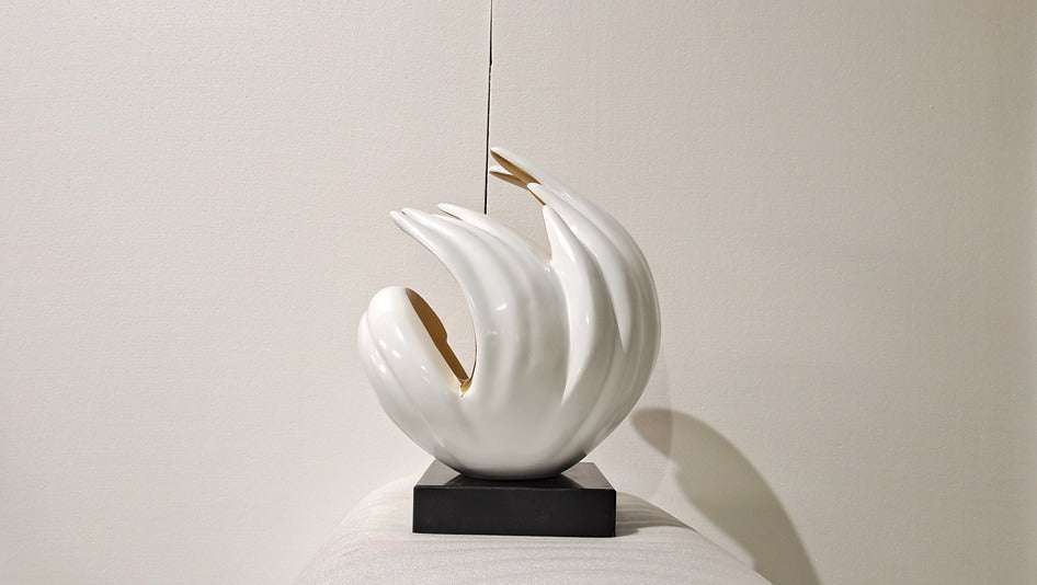 White Wave Resin Sculpture