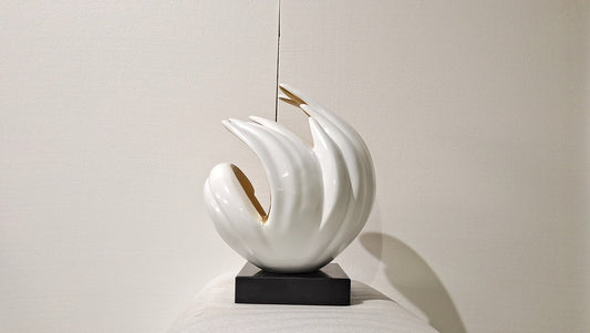 White Wave Resin Sculpture