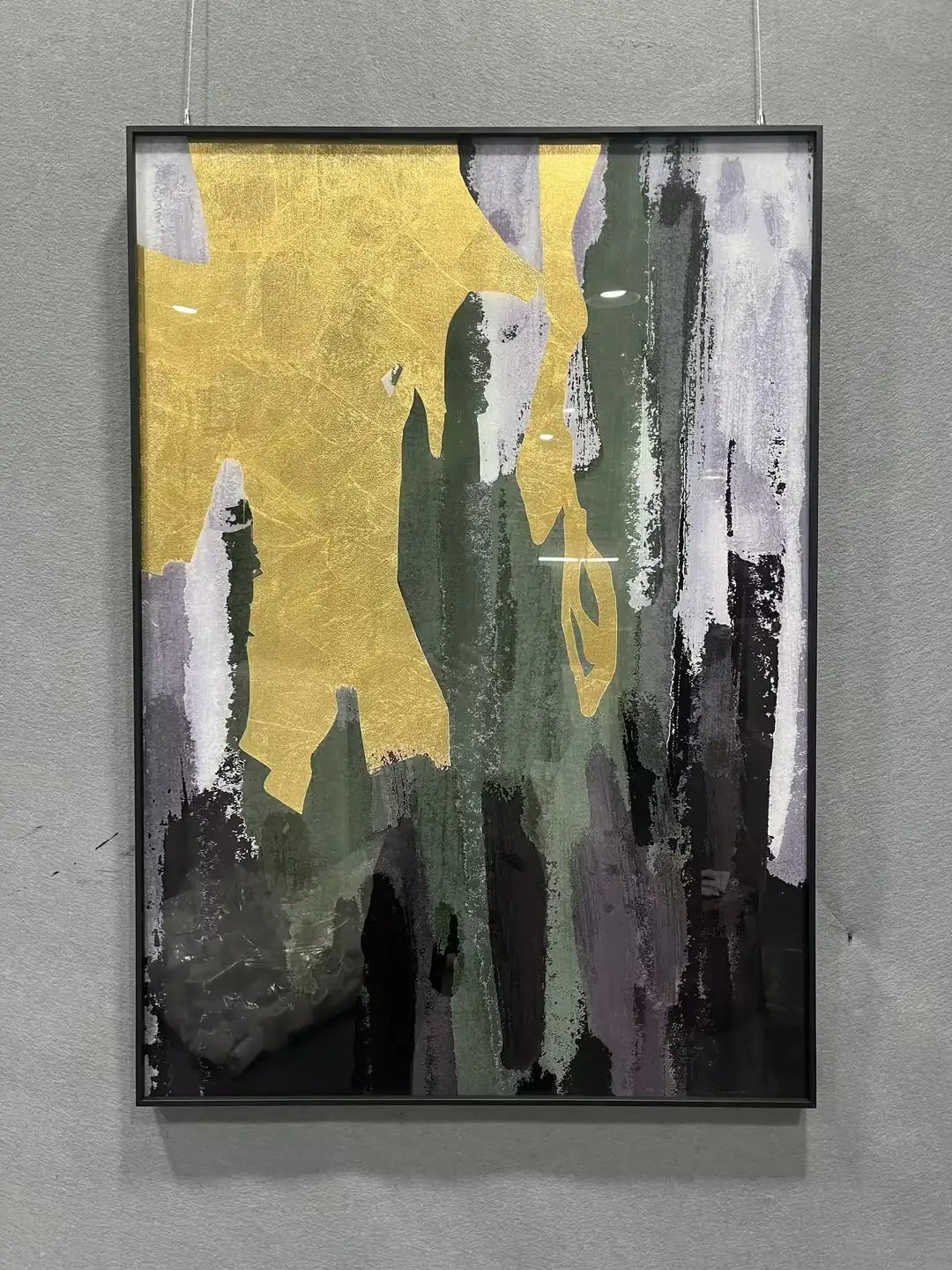 Hammered Gold Foil Abstract Wall Art Vertical Design | Art Smiley Decor UAE