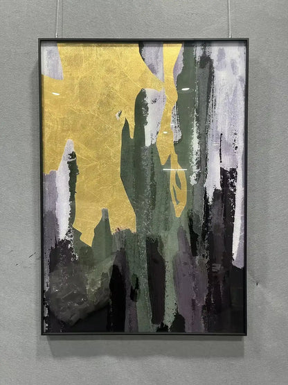 Hammered Gold Foil Abstract Wall Art Vertical Design | Art Smiley Decor UAE